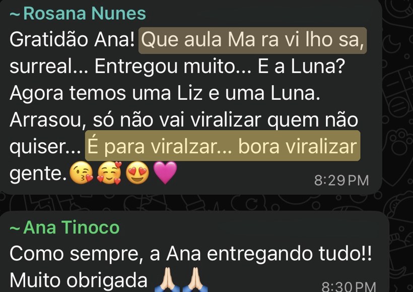 Depoimento de aluna